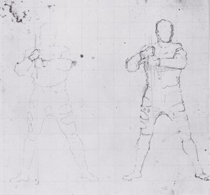 正面から立っている戦士 作： Ferdinand Hodler